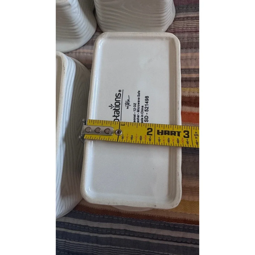 Temp-tations by Tara White Woodgrain Ceramic Mini Loaf Pans Set of 4 12oz 521498